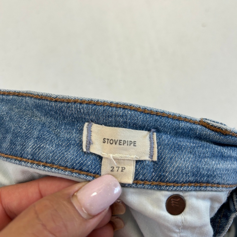 Madewell Stovepipe Jeans 27P Medium Wash Blue High Rise Straight Leg Denim - Picture 5 of 8